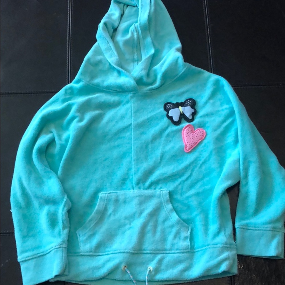 Green terry cloth hoodie